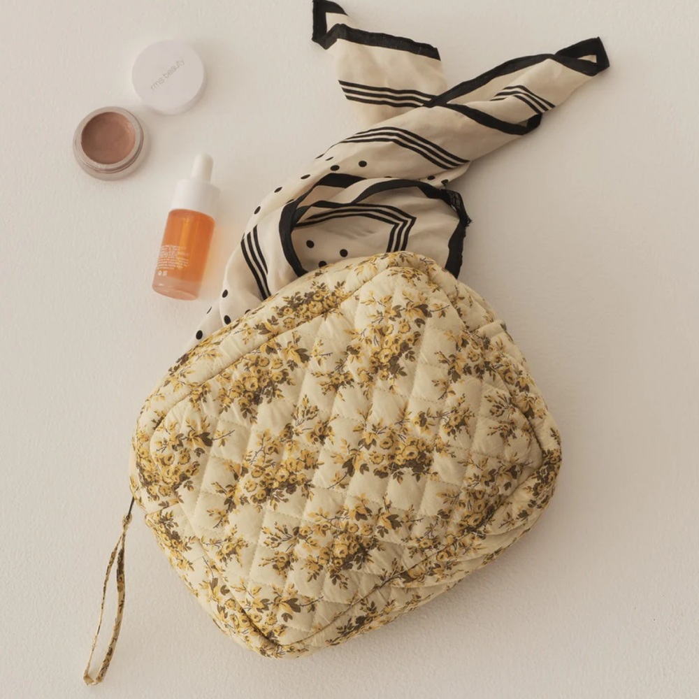DOEN Holloway Petite Quilted Pouch Citron Rosier Floral - NWT